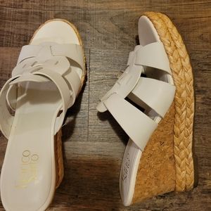 Franco Sarto White Wedge Sandals